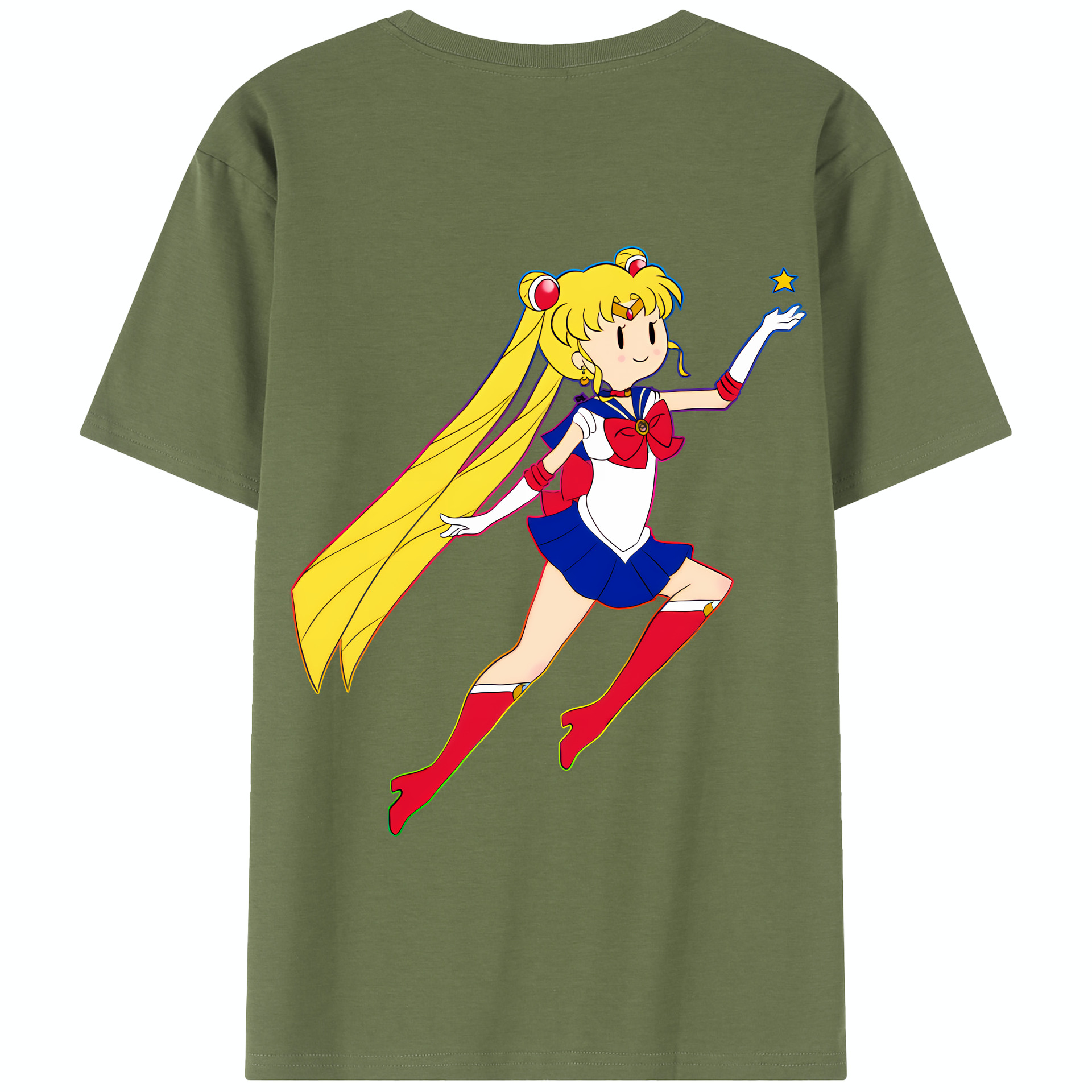 （画像用） 美少女戦士セーラームーン 月野 うさぎ つきの うさぎ Sailor Moon Tsukino Usagi 綿100％半袖Tシャツ（背面プリント）